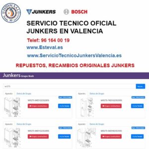 REPUESTOS Y RECAMBIOS CALENTADORES JUNKERS - SERVICIOS TECNICOS VALENCIANOS  S.A.L.